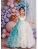 Rainbow Tulle Ruffled Flower Girl Dress First Birthday Dress